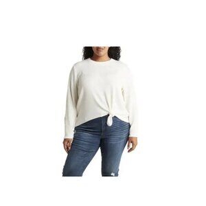 Madewell Womens Elwood Knot-Front Long Sleeve Plus Size Top Ivory XXL‎